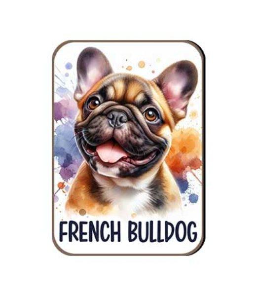 Kutyás fa hűtőmágnes, Francia Bulldog, barna