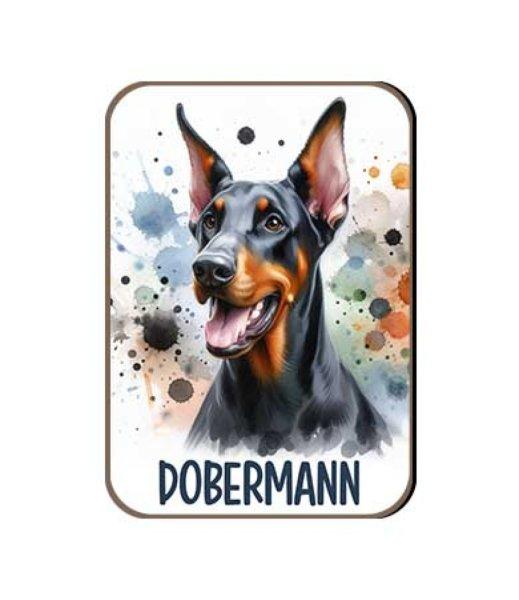 Kutyás fa hűtőmágnes, Dobermann