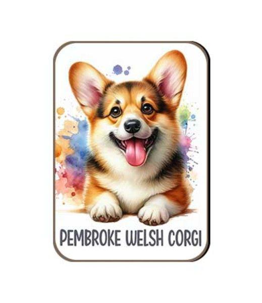 Kutyás fa hűtőmágnes, Corgi