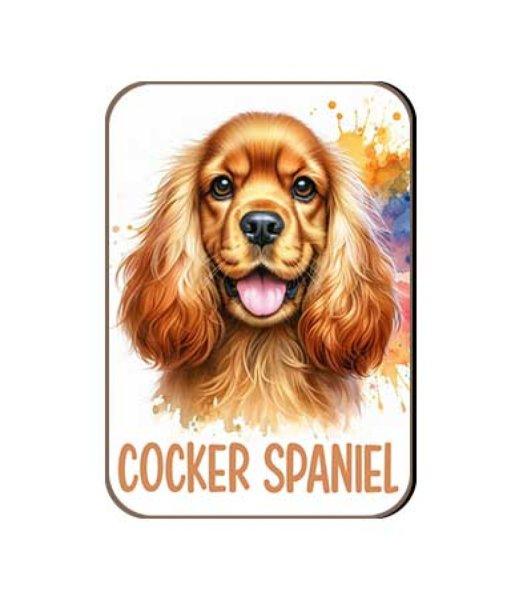 Kutyás fa hűtőmágnes, Cocker Spaniel, barna