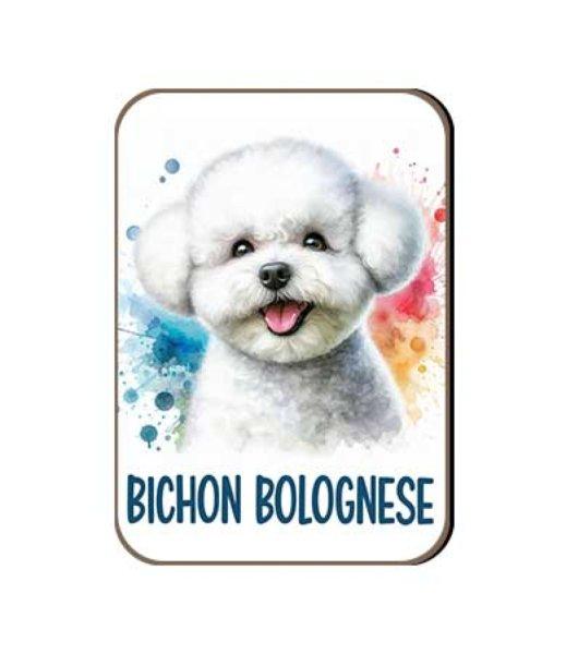 Kutyás fa hűtőmágnes, Bichon Bolognese