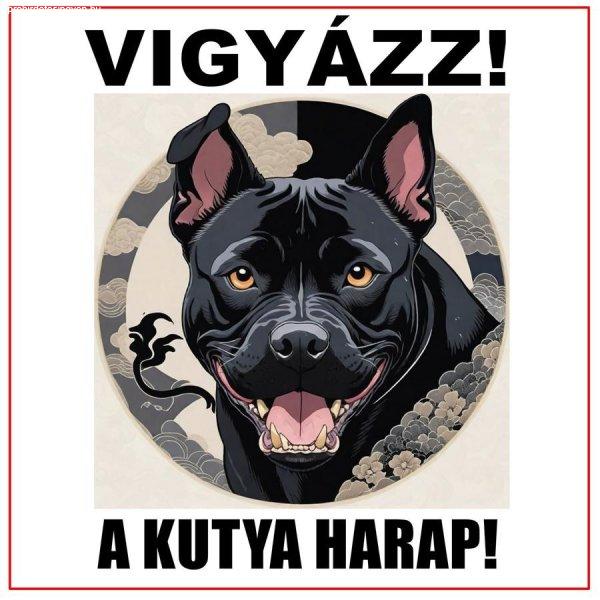 Vigyázz! A kutya harap! PVC tábla dekoráció  30x30 cm fekete kutya