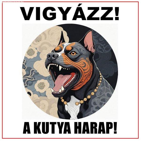 Vigyázz! A kutya harap! PVC tábla dekoráció  30x30 cm fekete kutya