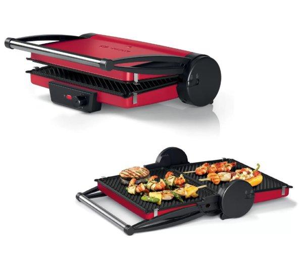 Bosch TCG4101 piros asztali 2000W nemesacél kontaktgrill, kontakt grillsütő
kivehető sütőlapokkal, 780 cm2 grillfelülettel