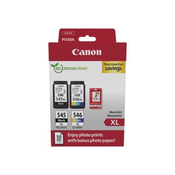 Canon PG-545XL (1x15 ml) + CL-546XL (1x13 ml) + 50 lap GP501 10x15 fényes
fotópapír Multipack