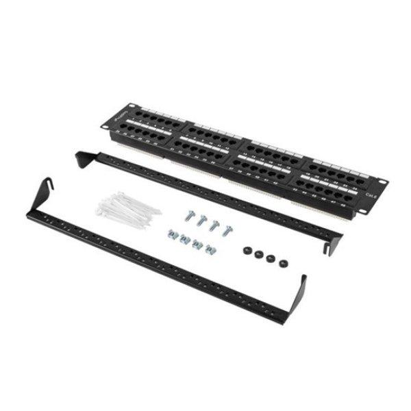 LANBERG Patch Panel 48port 2U 19inch cat.6 UTP black