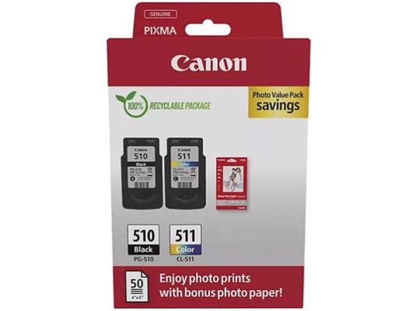 PG510/CL511 Tintapatron multipack + GP-501 fotópapír, Pixma MP240
nyomtatóhoz, CANON, fekete, színes, 220+240 o. + 50 ív