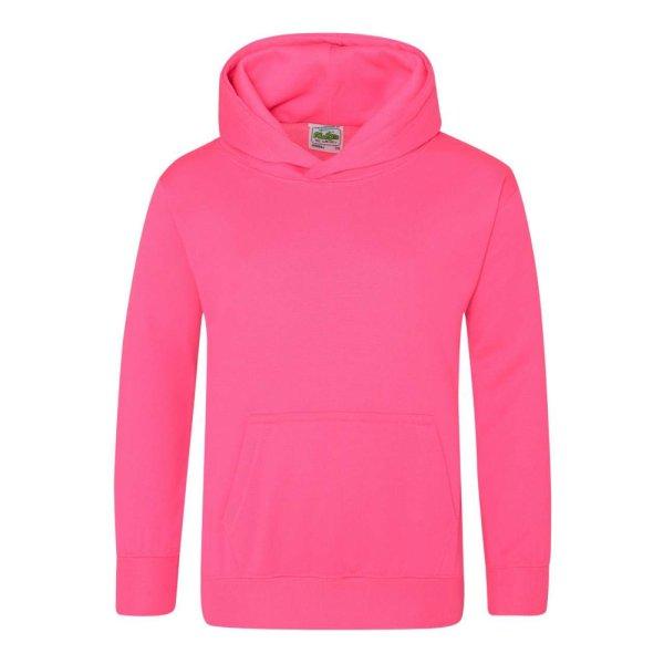 Just Hoods Gyerek élénk színű kapucnis pulóver AWJH004J, Electric Pink-3/4