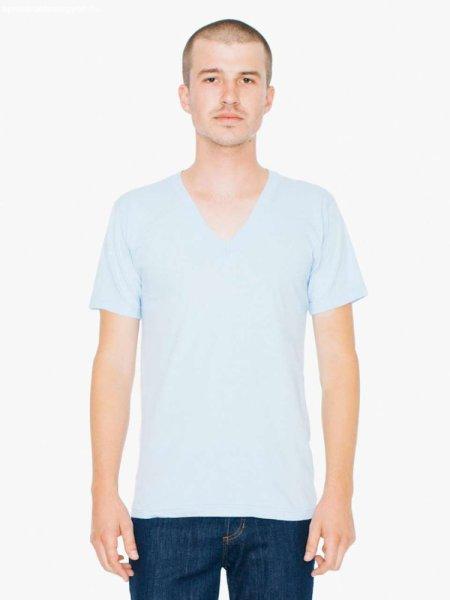 AA2456 unisex V-nyakú pamut póló American Apparel, Light Blue-XL