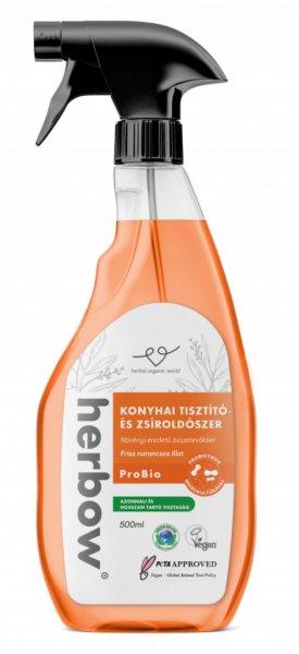 Herbow konyhai tisztító és zsíroldó probiotikus spray and rinse friss
narancsos illattal 500 ml