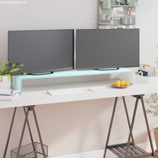 zöld üveg TV állvány/monitor magasító 110 x 30 x 13 cm