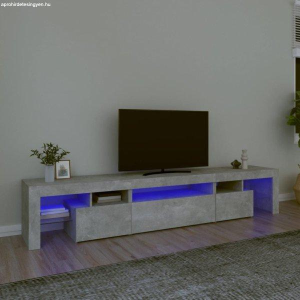 betonszürke TV-szekrény LED lámpákkal 215x36,5x40 cm