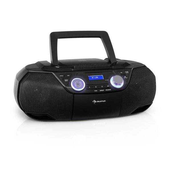 Auna Roadie 2K, boombox, CD lejátszó, kazettás rádió, DAB/DAB+, UKW,
bluetooth, fekete