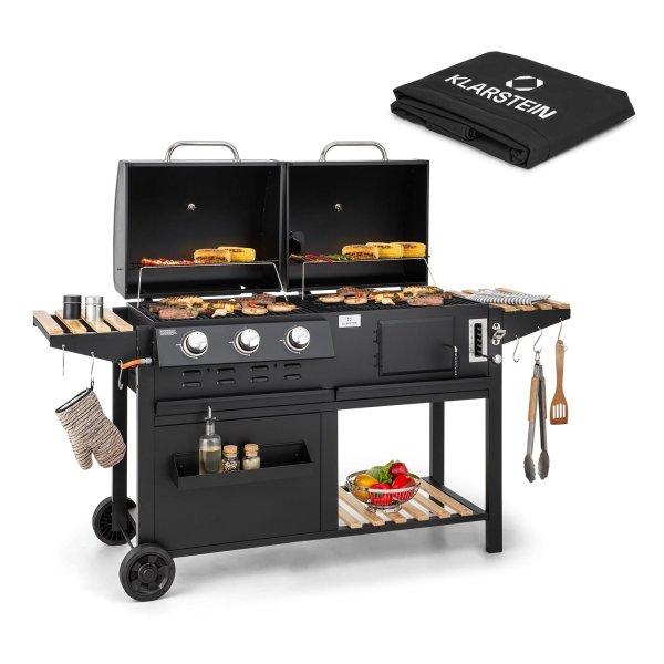 Klarstein Aberdeen Combi Grill Gáz szén füstölő Hőmérő 2 oldalsó asztal
Mobil