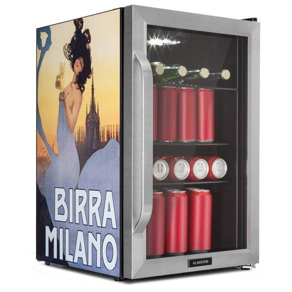 Klarstein Beersafe 70 Birra Milano Edition, hűtőszekrény, 70 liter, 3 polc,
panoráma üvegajtó, rozsdamentes acél