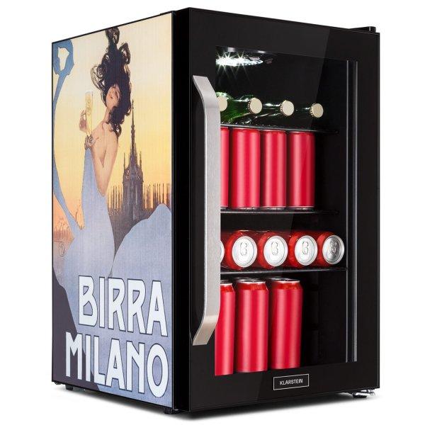 Klarstein Beersafe 70 Birra Milano Edition, hűtőszekrény, 70 liter, 3 polc,
panoráma üvegajtó, rozsdamentes acél