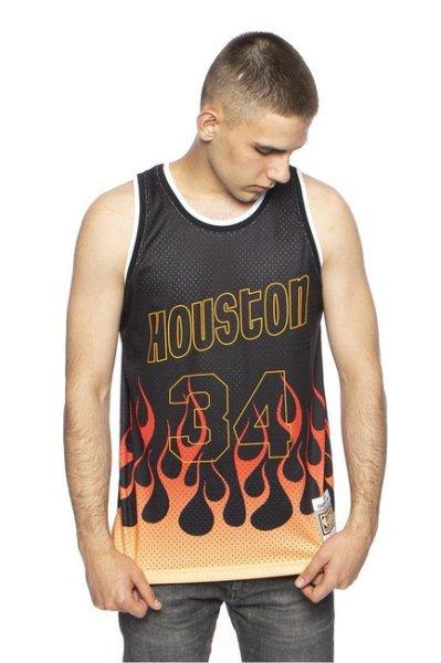 Mitchell & Ness Houston Rockets #34 Hakeem Olajuwon black NBA Flames Swingman
Jersey