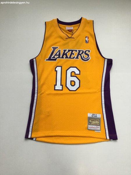 Mitchell & Ness Los Angeles Lakers #16 Pau Gasol Gold Jersey gold