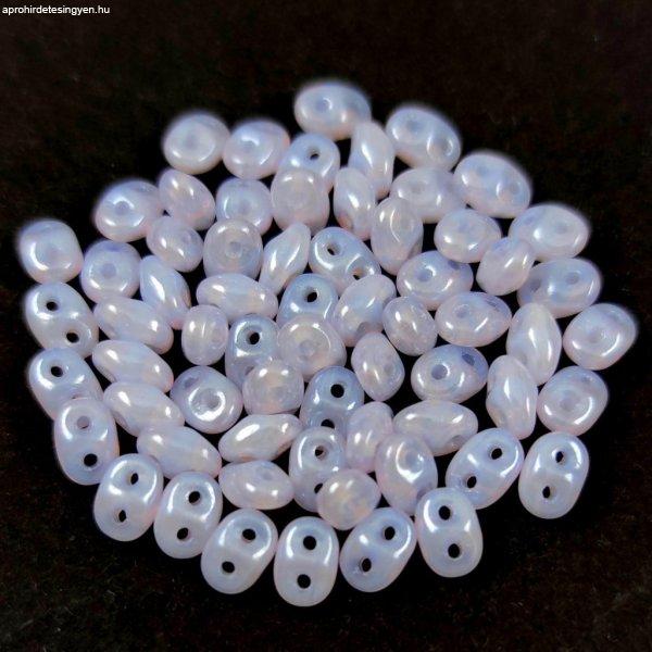 Superduo - cseh préselt kétlyukú gyöngy - Opal Light Violet Luster - 2.5x5mm
