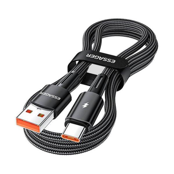 USB-A–USB-C 120 W-os Essager 2 m-es kábel (fekete)