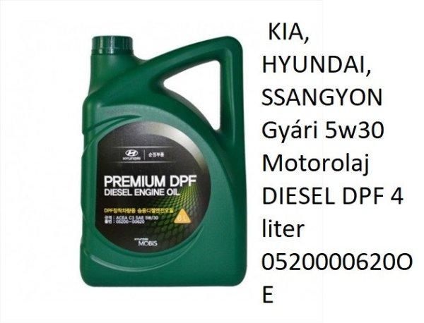  KIA, HYUNDAI, SSANGYON Gyári 5w30 Motorolaj DIESEL DPF 6 liter 0520000620OE