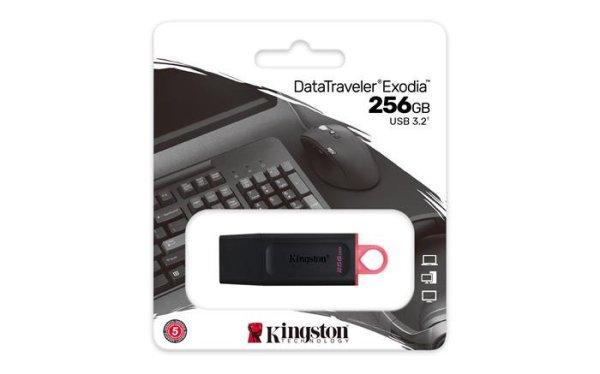 Pendrive, 256GB, USB 3.2, KINGSTON "DataTraveler Exodia",
fekete-rózsaszín