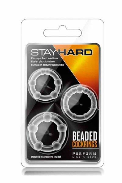  Stay Hard Beaded Cockrings Clear 