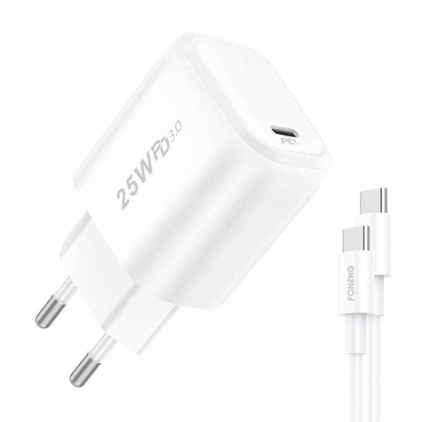 Gyorstöltő Foneng 1x USB EU40 + USB C kábel