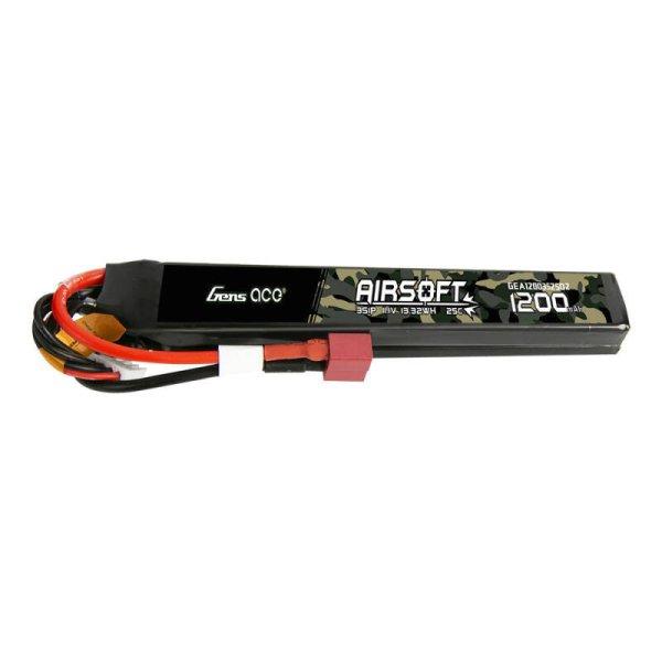 Gens Ace 25C 1200mAh 3S1P 11.1V Saddle Airsoft Gun Lipo Akkumulátor val T Plug