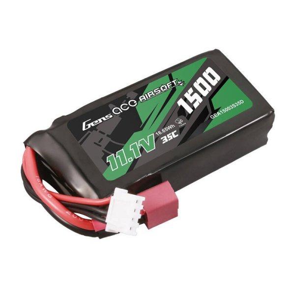 Gens ace 35C 1500mAh 3S1P 11.1V Airsoft Gun Lipo Akkumulátor val T Plug