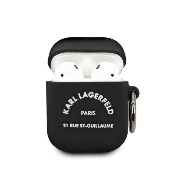 Karl Lagerfeld Rue St Guillaume Apple AirPods 1/2 szilikon tok fekete
(KLACA2SILRSGBK)