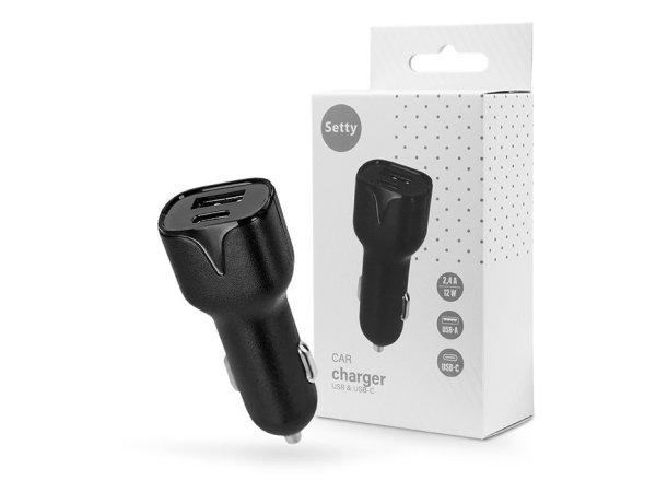 Setty szivargyújtó töltő adapter USB + Type-C bemenettel - 12W - Setty Car
USB Charger with USB +Type-C Ports - fekete