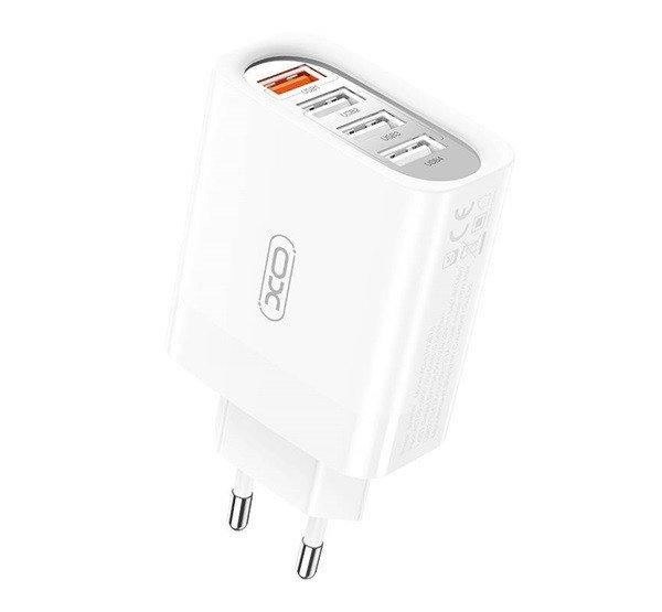 XO L100 hálózati gyorstöltő adapter 4xUSB, 2.4A, fehér