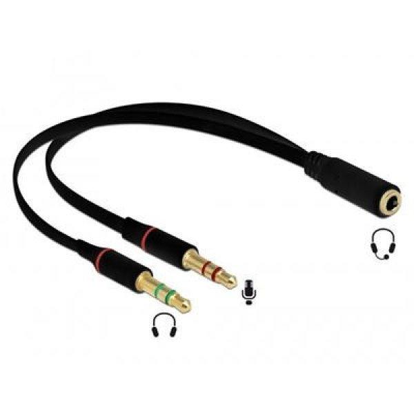 DELOCK Átalakító Headset Stereo jack 1x 3.5mm 4 pin female > 2x 3.5mm 3
pin male