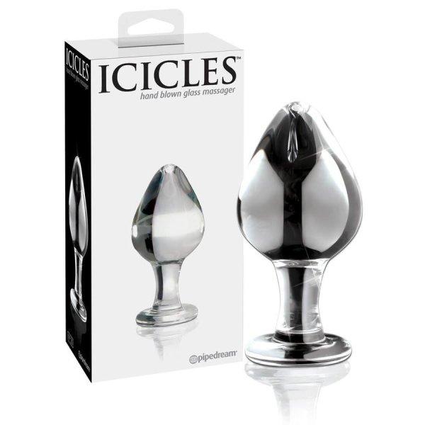 Icicles No. 25 - kúpos, üveg anál dildó (áttetsző)