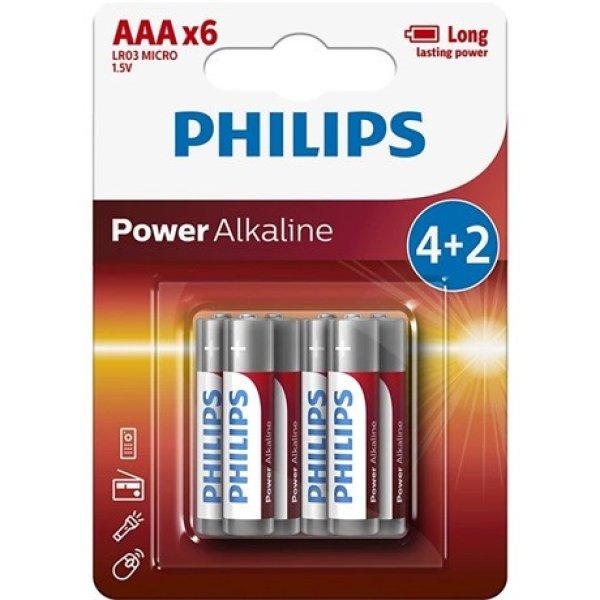 Philips LR03P6BP/10 elem power alkali aaa 6-bliszter