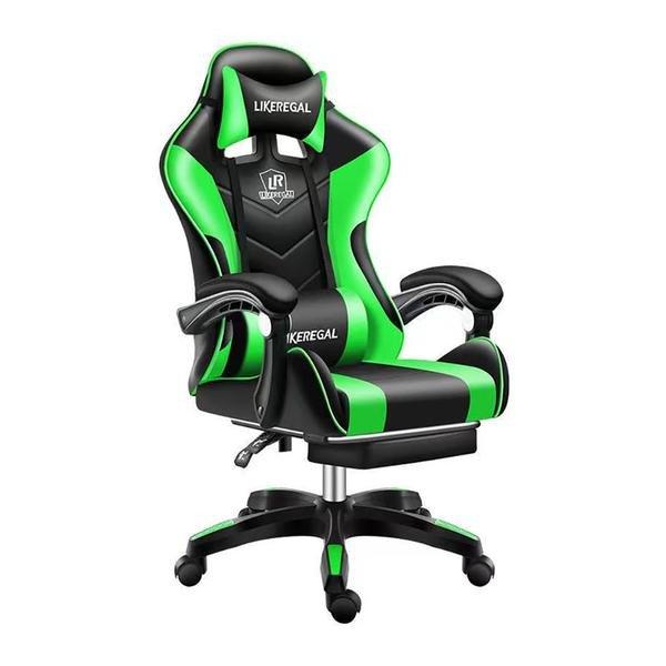 Likeregal 920 gamer szék lábtartóval zöld holm1048M