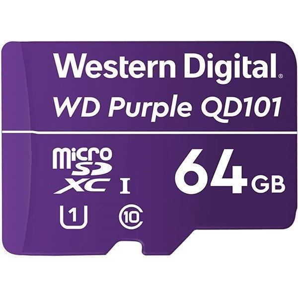 Western Digital MicroSD kártya - 64GB (microSDHC™, SDA 6.0, 24/7
működtetés, Purple)