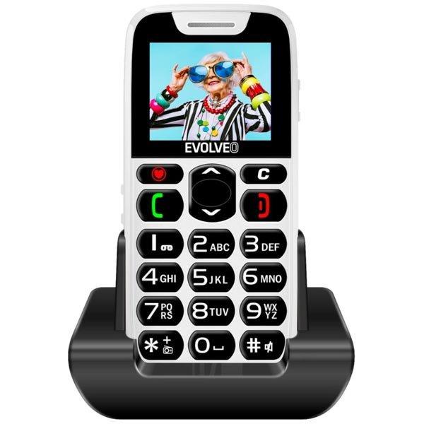 Evolveo EasyPhone, mobiltelefon időseknek, töltőállvánnyal, fehér