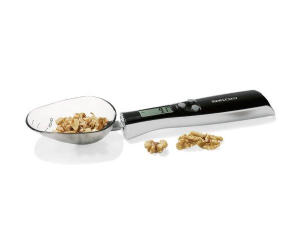 SilverCrest SDL 300 C2 digitális 45 ml / 300g kanálmérleg LCD kijelzővel,
0.1 g lépésközzel, levehető fejjel, mérőkanál (Digital Spoon Scale with
LCD)