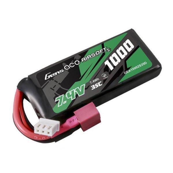 Gens ace 35C 1000mAh 2S1P 7.4V Airsoft Gun Lipo Akkumulátor val T Plug