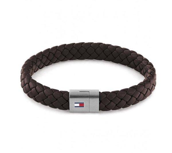 Tommy Hilfiger Sötétbarna bőr karkötő acél
csattal 2790330