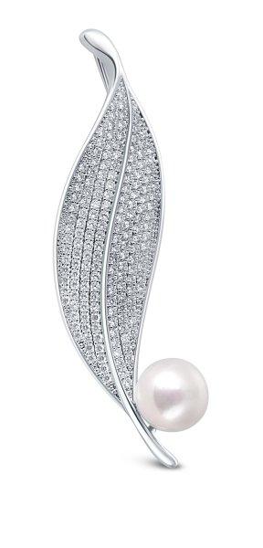 JwL Luxury Pearls Fényes gyöngy bross levél JL0701