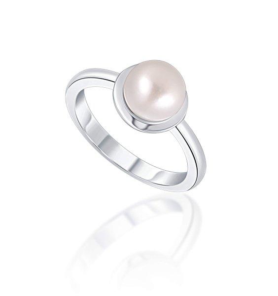 JwL Luxury Pearls Gyengéd ezüst gyűrű valódi
fehér gyönggyel JL0677 52 mm