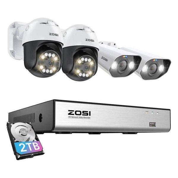 IP kamera ZOSI 2 db C296 WiFi 5MP és 2 db C182 WiFi 8MP + NVR 8ch + 2TB HDD