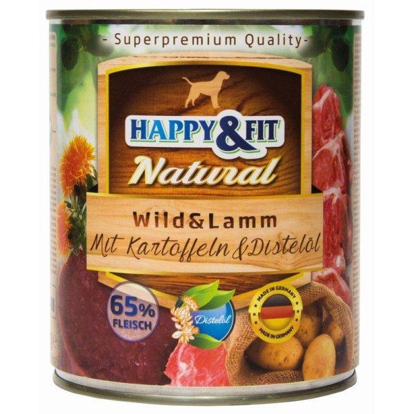 Happy&Fit Natural Dog Konzerv Vadhús & Bárány Burgonyával & Sáfrányolajjal
800g