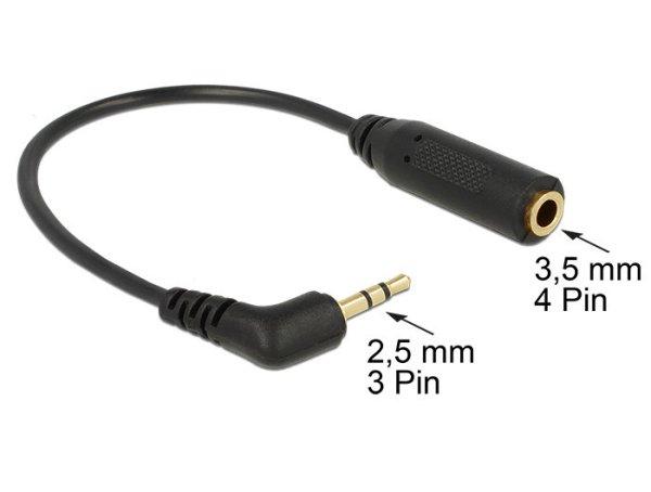 DeLock Audio Cable Stereo jack 2,5mm 3 pin male angled > Stereo jack 3,5mm 4
pin female