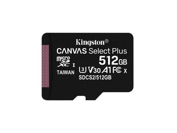 Kingston 512GB microSDXC Canvas Select Plus Class 10 100R A1 V30 C10 Card
adapter nélkül