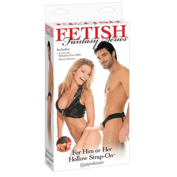 Fetish Strap-On 6 - felcsatolható, üreges dildó (natúr)