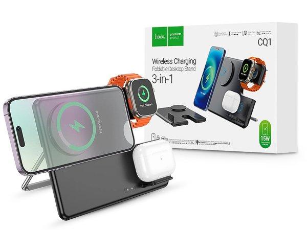 HOCO Qi univerzális vezeték nélküli töltő állomás Apple Watch órához -
HOCO CQ1 3in1 Wireless Charger Phone + Apple Watch + Headset - fekete